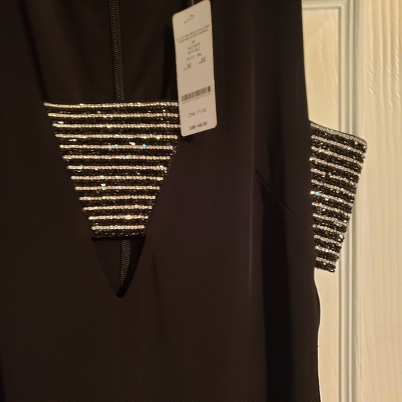 Bebe Cut Out Rhinestone Embellished LBD BNWT - Picture 9 of 11